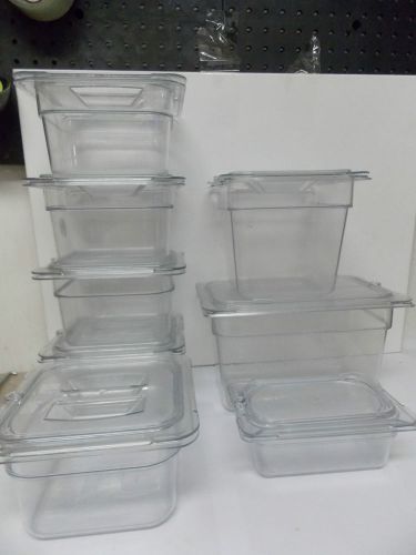 Set of 5 Carlisle 1/6 sz 4&#034; Deep Food Pan with Lids NSF , + More Total s/ 8