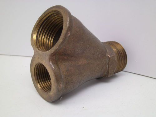 Vintage brass 3/4&#034;+1&#034; to 1&#034; y split strainer threaded dm for sale