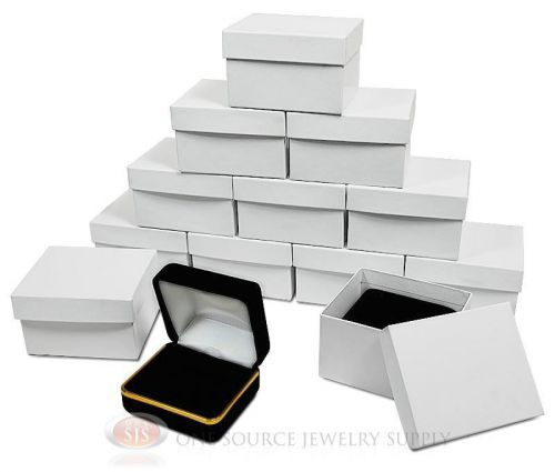 12 Piece Double Ring Black Velvet Jewelry Gift Box Gold 2 3/8&#034;W x 2&#034;D x 1 1/2&#034;H