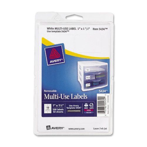 Avery Self-Adhesive Removable Labels 1 x 1.5 Inches White 500 per Pack (05434)