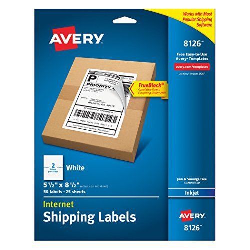 Avery Shipping Labels with TrueBlock Technology,Inkjet Printers