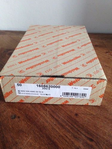 Lot of 50 WEIDMULLER 1608620000 ZDU6  feed trough clamps. NEW IN BOX.