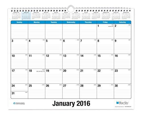 Blue Sky 2016 Wall Calendar, Wire-O Binding, 15&#034; x 12&#034;, Classic 17645-W