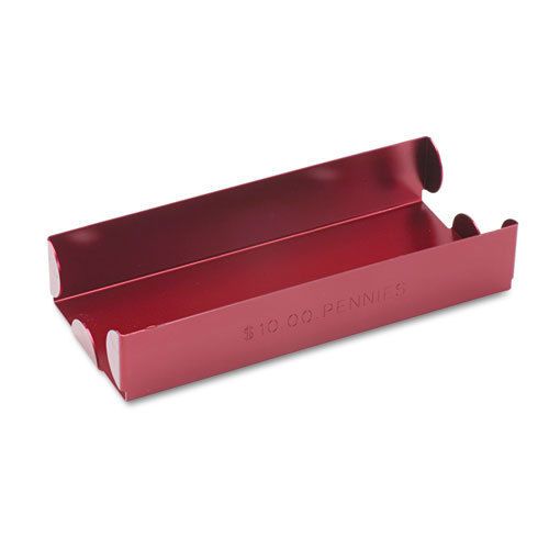 Rolled coin aluminum tray w/denomination &amp; quantity etched on side, red for sale