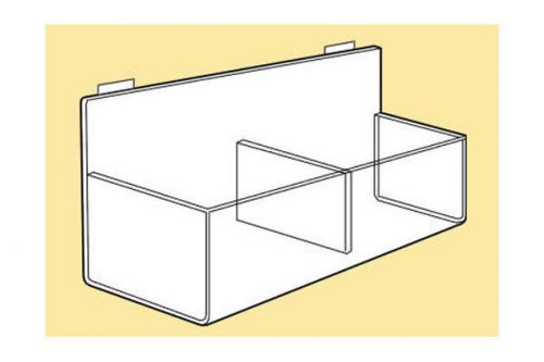 Slatwall acrylic double hosiery bin fits slat and slatgrid panels - box of 5 pcs for sale