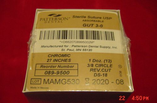 Patterson Sterile Chromic Gut 3-O Suture 27&#034; Great for Practice Training 12/box