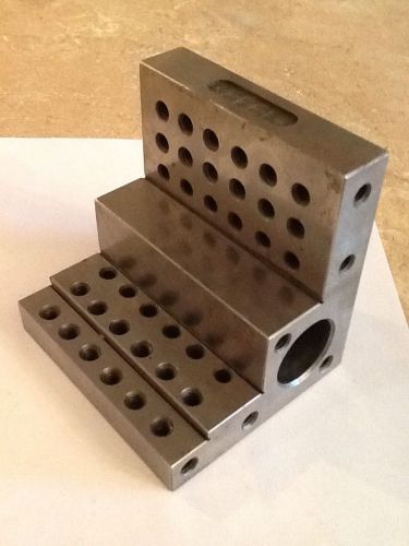 Vintage Angle Plate 1/4&#034; Tapped Holes 3 1/2&#034; X 3 1/8&#034; X 3 1/2&#034; Tool Maker Made.