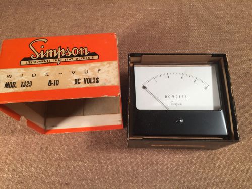 NOS Simpson Model 1329  0-10 DC Volts Meter Analog Vintage Original Box
