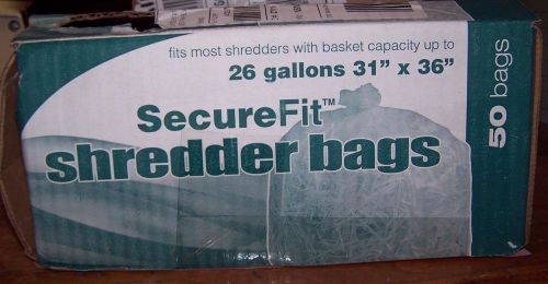 Securefit Shredder Waste Bags 26 Gallon 36&#034;x31&#034;  50/CT Clear