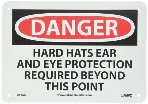Nmc d546a osha sign, legend &#034;danger - hard hats ear and eye protection required for sale