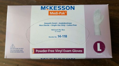 McKesson 14-118 Powder Latex Free Vinyl Exam Glove L Large Nonsterile Box of 100
