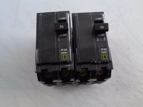 WORKING / SQUARE-D  QOB230  2 Pole 30 Amp 120/240 Volt Breaker / LOT OF 2