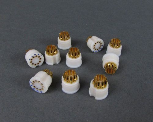 Lot of 10 Augat Teflon Transistor Sockets - Gold, TO-5 Package, Solder Cup