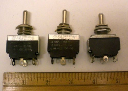 3 Toggle Switches DPDT, 3 Pos. Center Off, 2 Carling 1 Cutler Hammer 1 Side MON