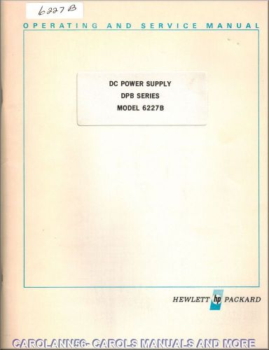 HP Manual 6227B DC POWER SUPPLY DPB SERIES