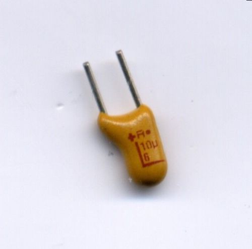 AVX 10 uf at 6 volt Dipped Tantalum with pre cut leads - package of 10 pcs