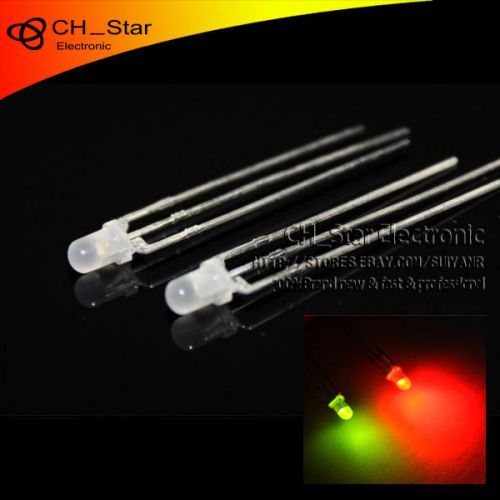100pcs 3mm 3pin diffused two bi-color red&amp;green light common anode led diodes for sale