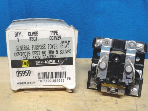 SQUARE D * POWER RELAY * PART NUMBER CO7V29 * CLASS 8501 * 30 A 300 V * NIB