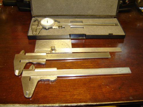 Lot of Vintage Calipers / Measuring Instruments &amp; Protractor