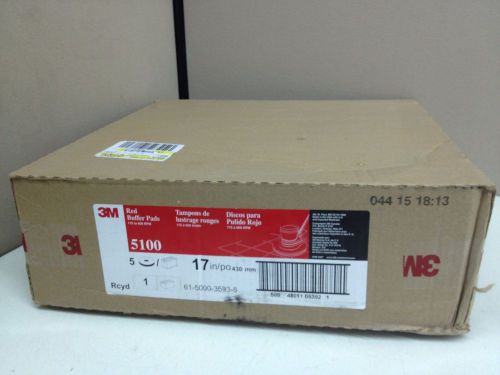 BOX of 5 3M Red 5100 Buffer Pads 17&#034; 175-600RPM