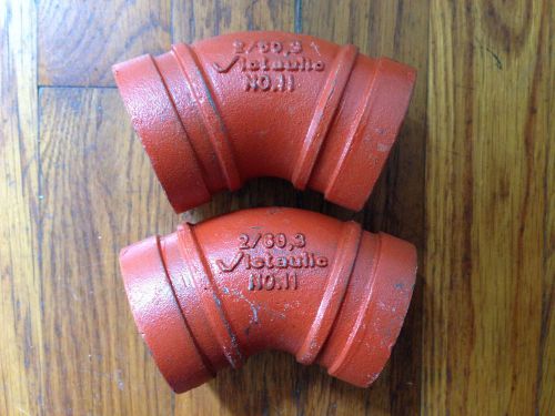 (2) VICTAULIC 2&#034; Inch No.11 Grooved End Fitting 45 Degree Elbow 2/60,3
