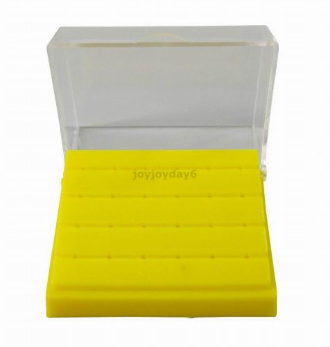 5Pcs Dental Plastic Bur Holder Burs Block Case Box 24 Holes Yellow JY