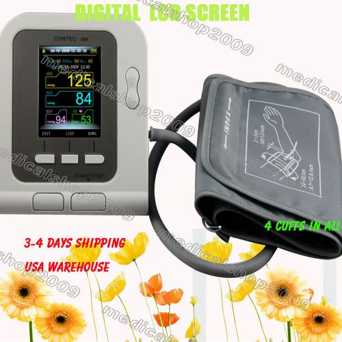 Digital Arm Blood Pressure Monitor Color LCD NIBP,  PC softwear CONTEC08A 4 cuff