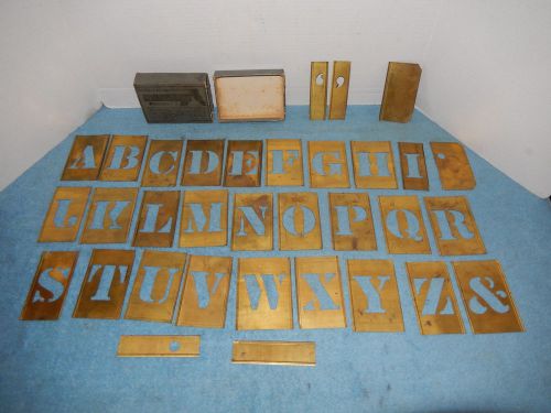 Vintage 2&#034; Reese&#034;s Brass Letters Stencils Complete A-Z Old Painting