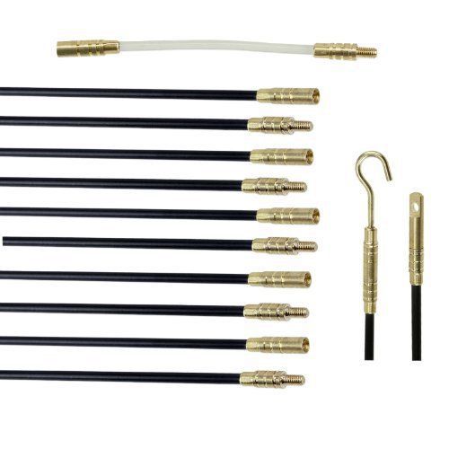 33-Feet Pro-Grade Fiberglass Rod Wire Cable Fishing Push-Pull Kit - Ten 39&#034; New