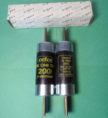 Cefco 10K One Time 10KOTN200 10 KA 250V Fuse Lot of 2