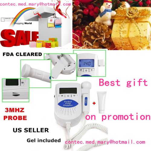 Fda us seller!lcd hand-held pocket fetal doppler,baby heart beat monitor+gel,hot for sale