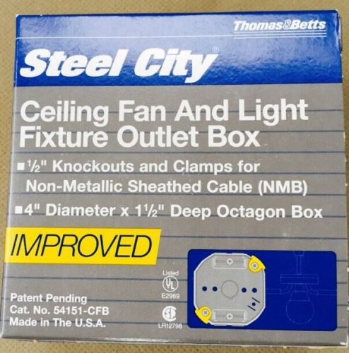 Steel city 54151-cfb pre-galvanized steel octagon ceiling fan support box 4&#034; for sale