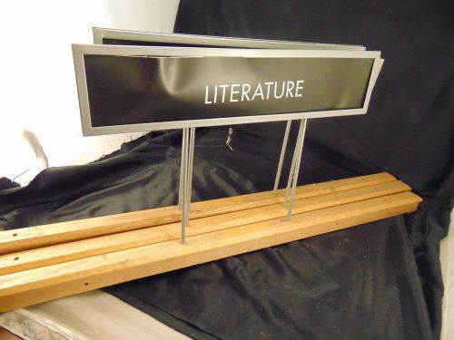Signs 3 Library sections wood &amp; metal paper inserts retail book store signage