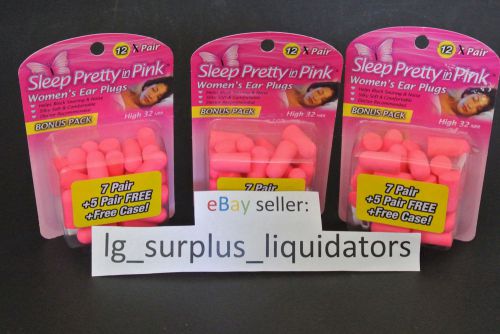 Lot of (3) HEAROS Sleep Pretty in Pink Earplugs - 36 plugs total + 3 Free Cases