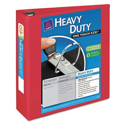 Heavy-Duty View Binder w/Locking 1-Touch EZD Rings, 3&#034; Cap, Red 79325