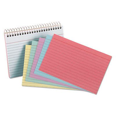 Spiral Index Cards, 4 x 6, 50 Cards, Assorted Colors 40286