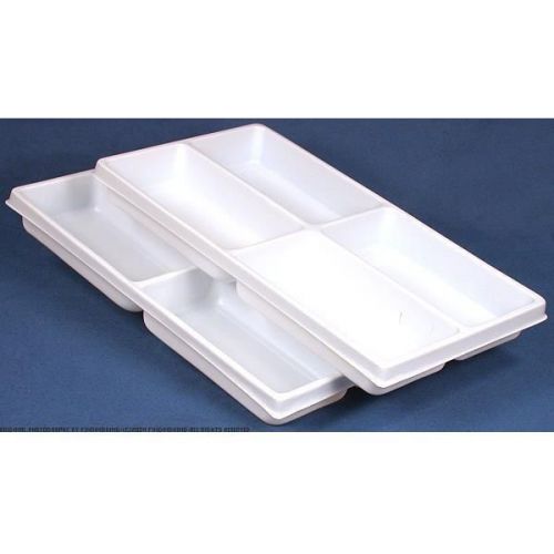 2 White Plastic 4 Compartment Jewelry Tray Inserts
