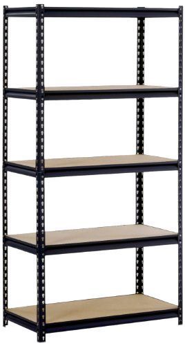 Home/Office Decor Storage 36X72X18&#034; Black Steel Heavy Duty 5 Layer Shelf 400lbs