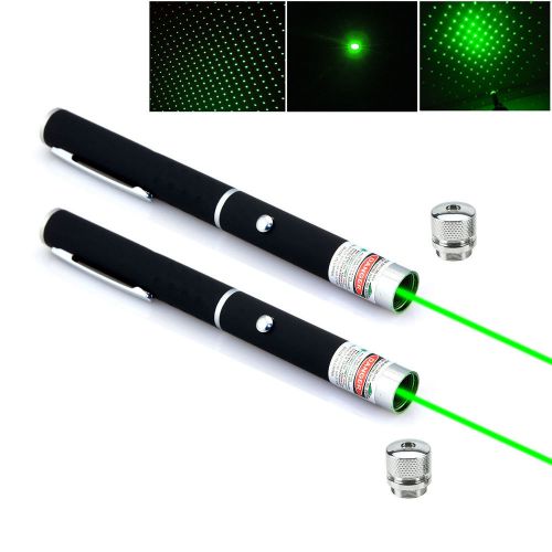 2pcs 2 in 1 5mw green laser pointer star cap projector pen lazer 532nm for sale