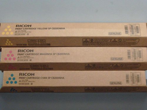 New Genuine Ricoh Print Cartridges SP C820DNHA CMY