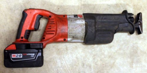 ~milwaukee 0719-20 120v sawzall reciprocating saw w/two m28 batteries &amp;charger~ for sale