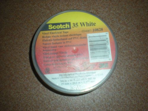 One (1) roll USA 3M Scotch 35 WHITE Electrical Tape 3/4&#034; x 66&#039; 7 mil