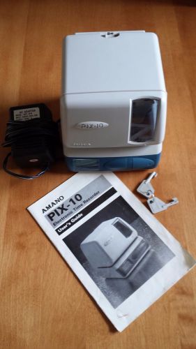 Amano Pix 10 Time Clock Punch Card Recorder Works Great With Manual and 2 Keys!!