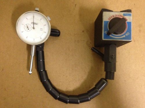 Fowler dial indicator gauge with flexible arm magnetic base 2 1/4&#034; dial (r0489) for sale