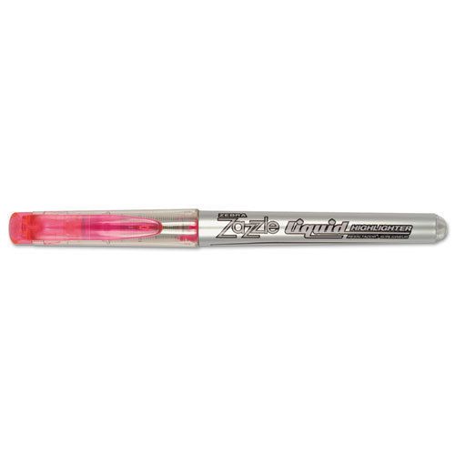 Zazzle Liquid Ink Highlighter, Chisel Tip, Pink, 12/Pack