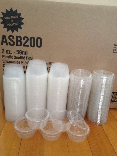 2 Oz Jello Cups with Lids Durable Plastic Clear 125 /Pkgs