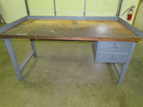 Industrial steel workbench w/ 36x72&#034; butcher block adjustable legs 2 drawer for sale