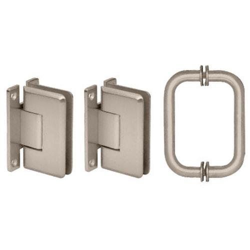 CRL Brushed Nickel Cologne 037 Hinge and Shower Pull Handle Set