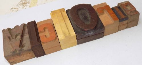 Letterpress Wood Type Printers 8 Block &#039;VICTORIA&#039; Typography #bc-1305
