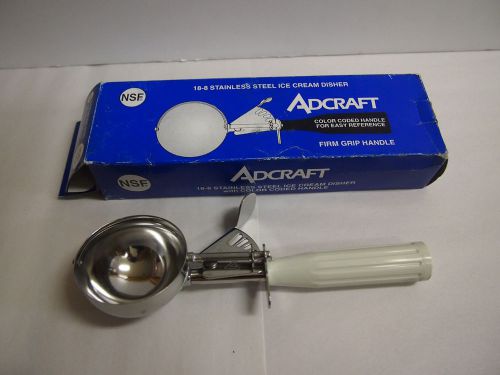 Adcraft ICS-10 Ice Cream Disher, Size 10, Thumb Action, Color Coded Handle,Ivory